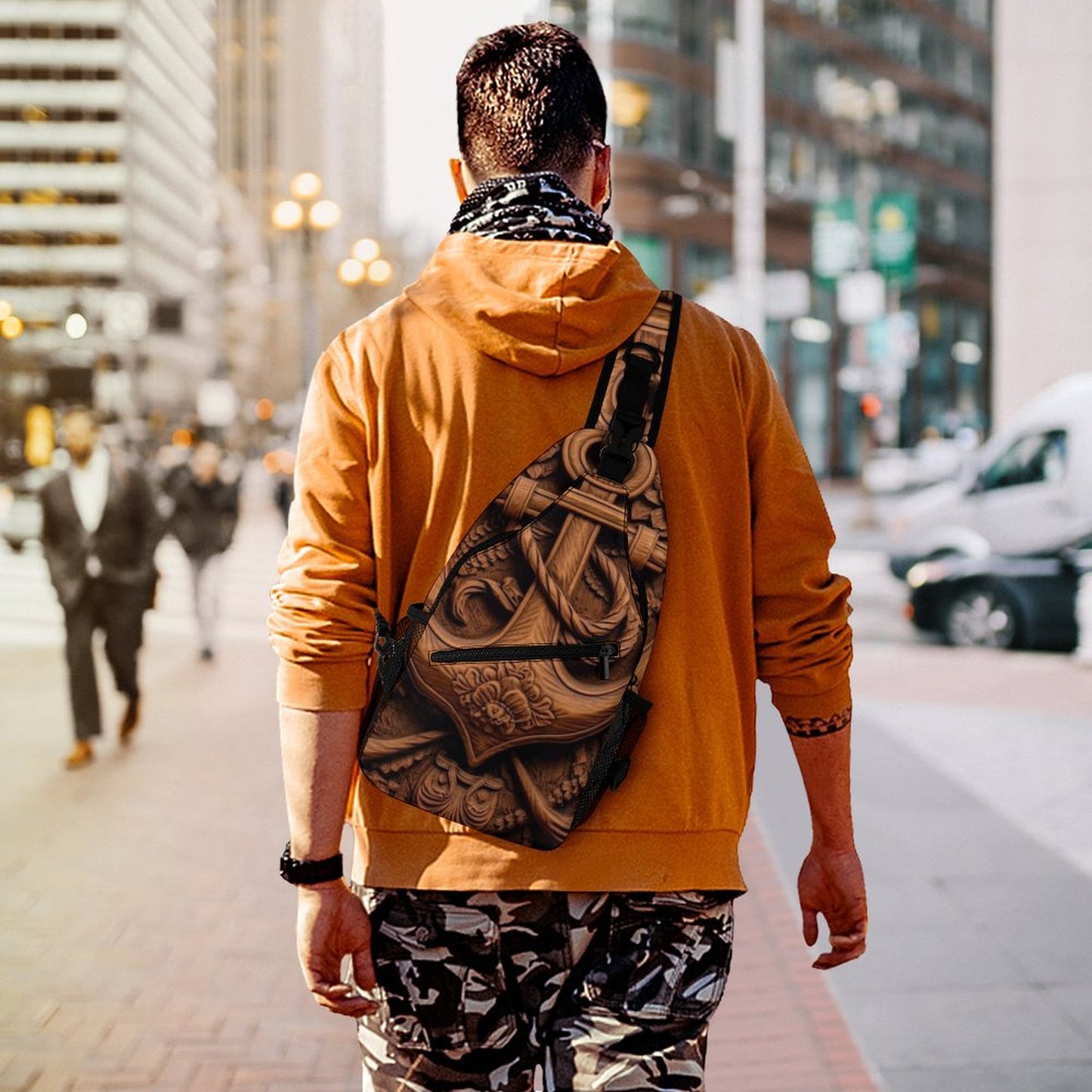 3D Wooden Anchor Unique Sling Bags