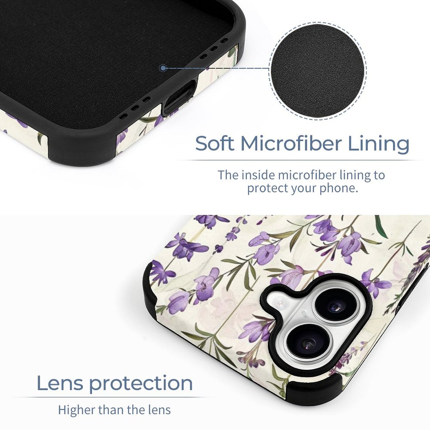 Lavender Flowers Microfiber iPhone Case for iPhone 16 Series