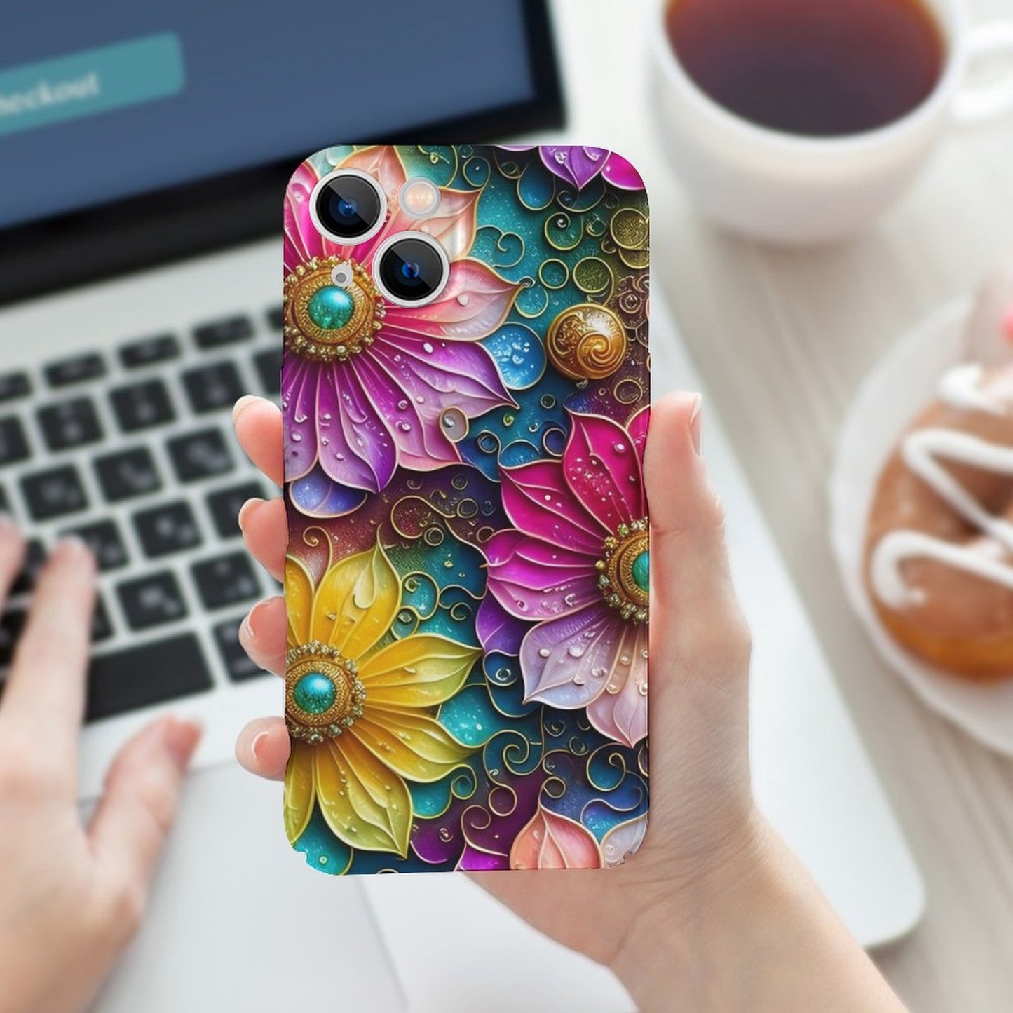 Shades of Pink and Yellow Flowers Apple Case for iPhone 14 Series