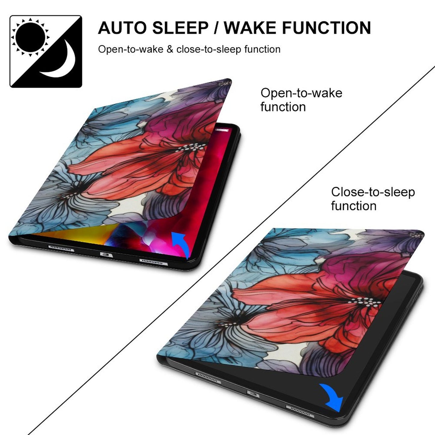 Alcohol Ink Blue Floral Book-Style
iPad Protector with Apple Pen Slot