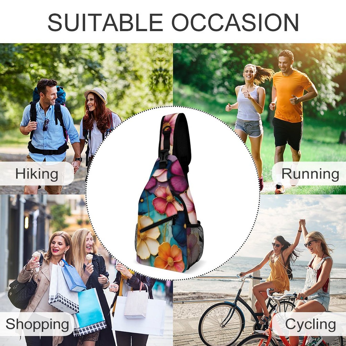 Bright Colorful Flowers Unique Sling Bags