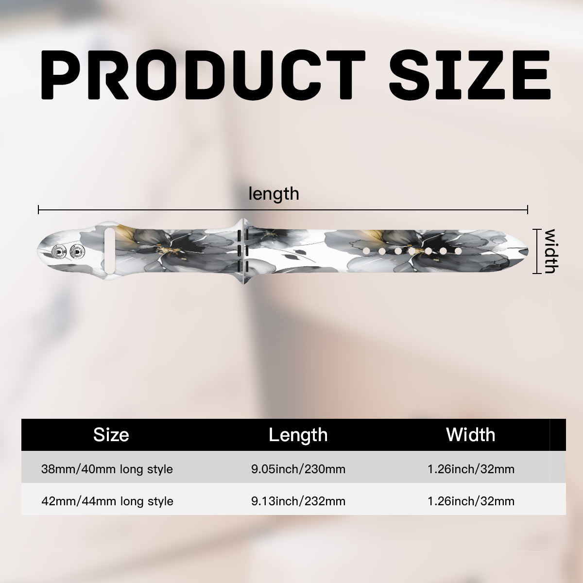 Black and White Alcohol Floral iWatch Band