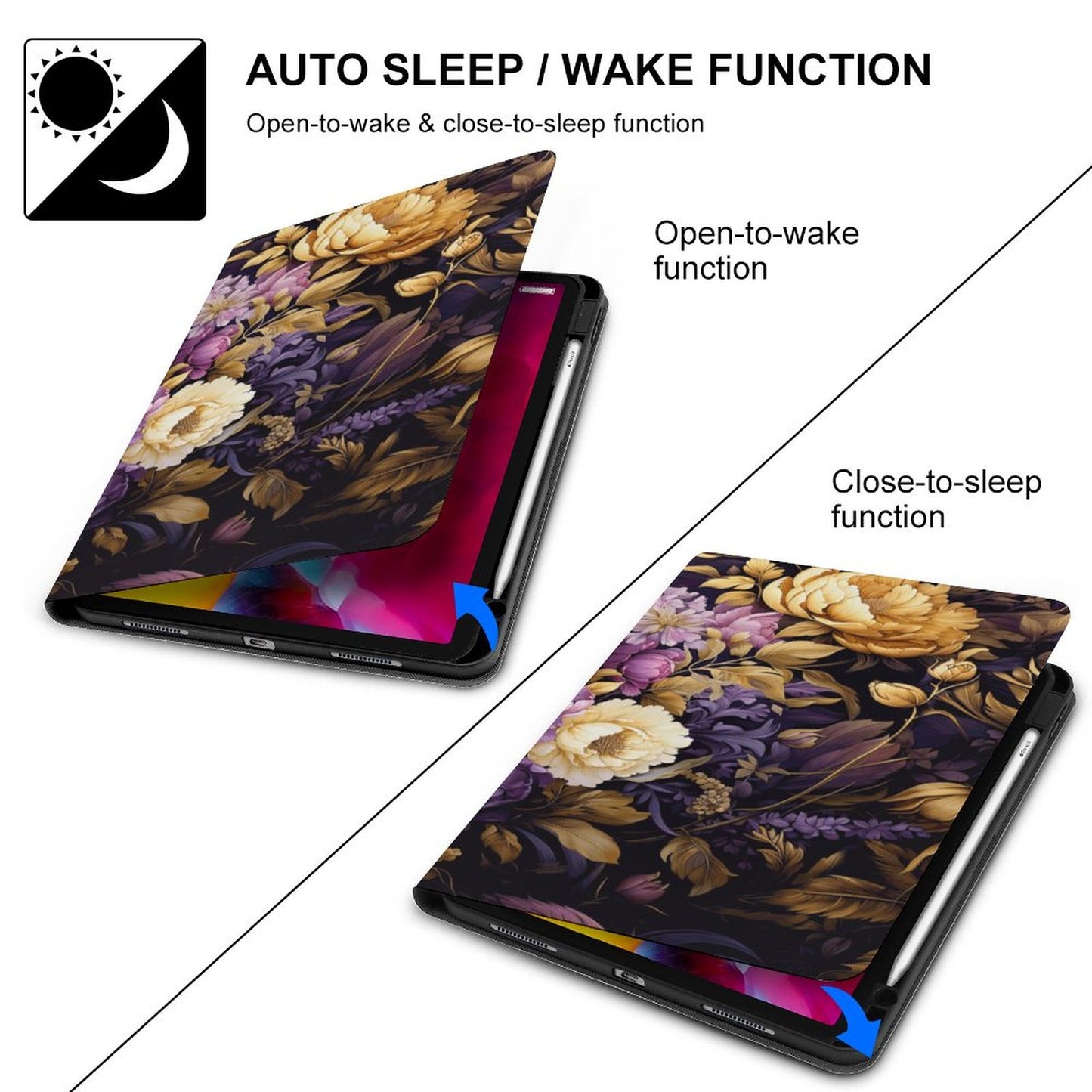 Purple Floral Book-Style
iPad Protector with Apple Pen Slot