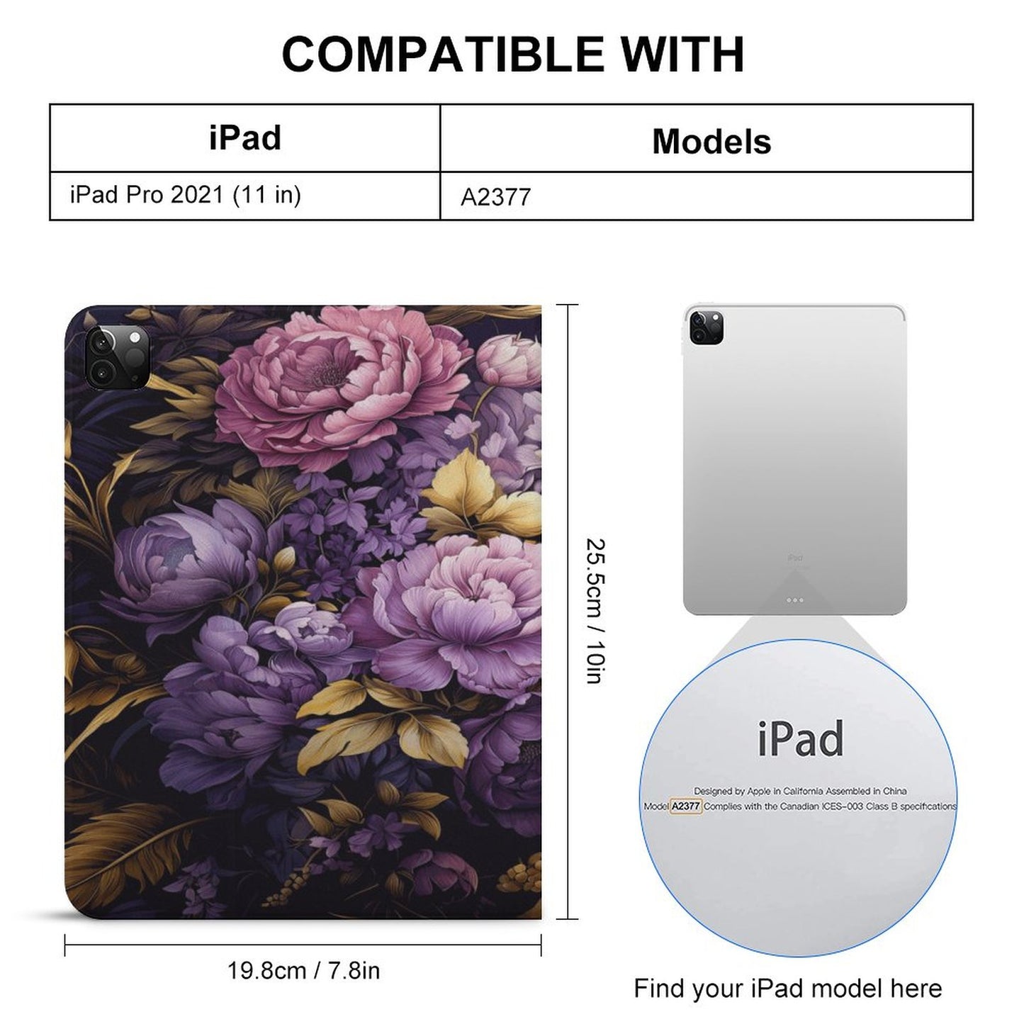 Purple Floral Book-Style
iPad Protector with Apple Pen Slot