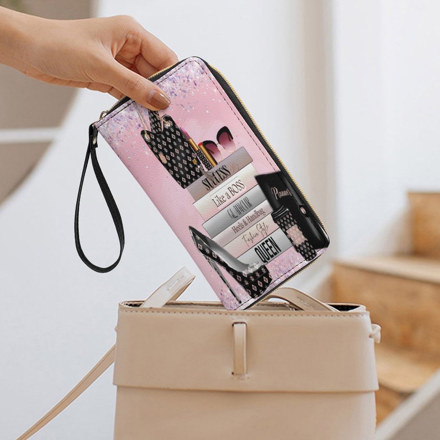 Like a Boss Leather Wallet with Wristlet Strap