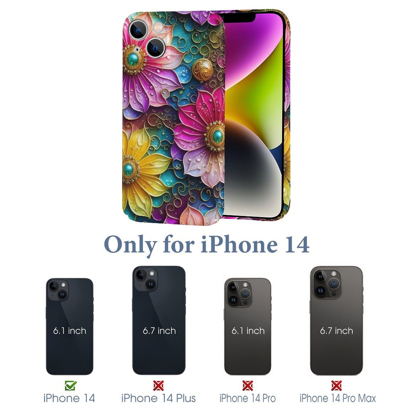 Shades of Pink and Yellow Flowers Apple Case for iPhone 14 Series