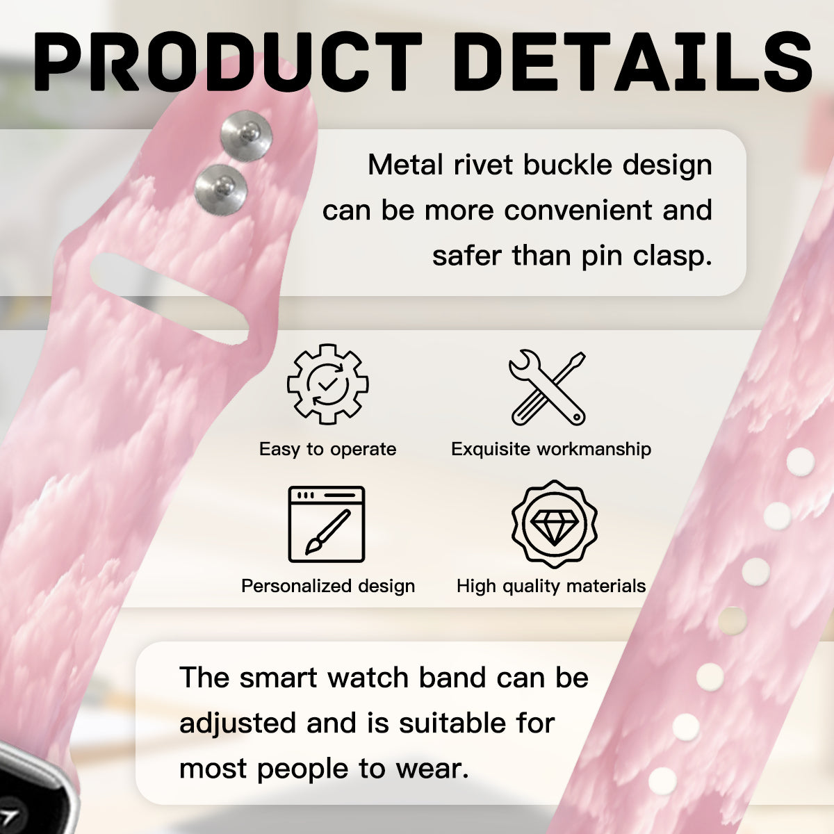 Pink Cloud Double Buckle Strap