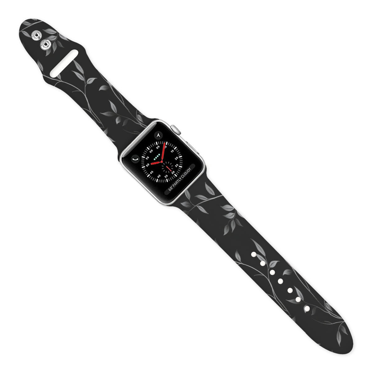 Black and Silver Vines Double Buckle Strap