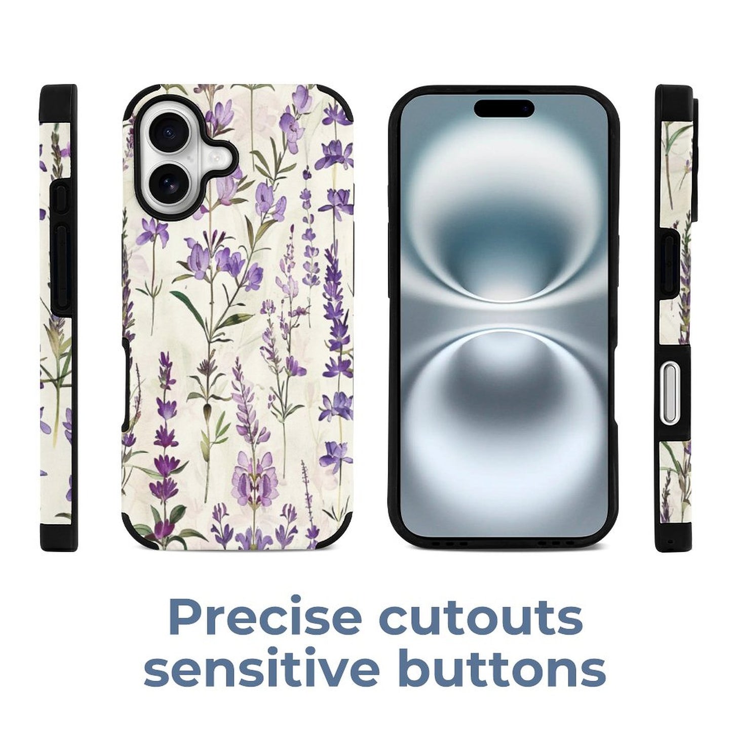 Lavender Flowers Microfiber iPhone Case for iPhone 16 Series