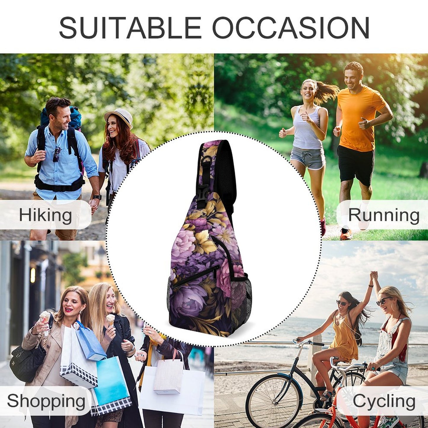 Purple Flowers Sling Bag