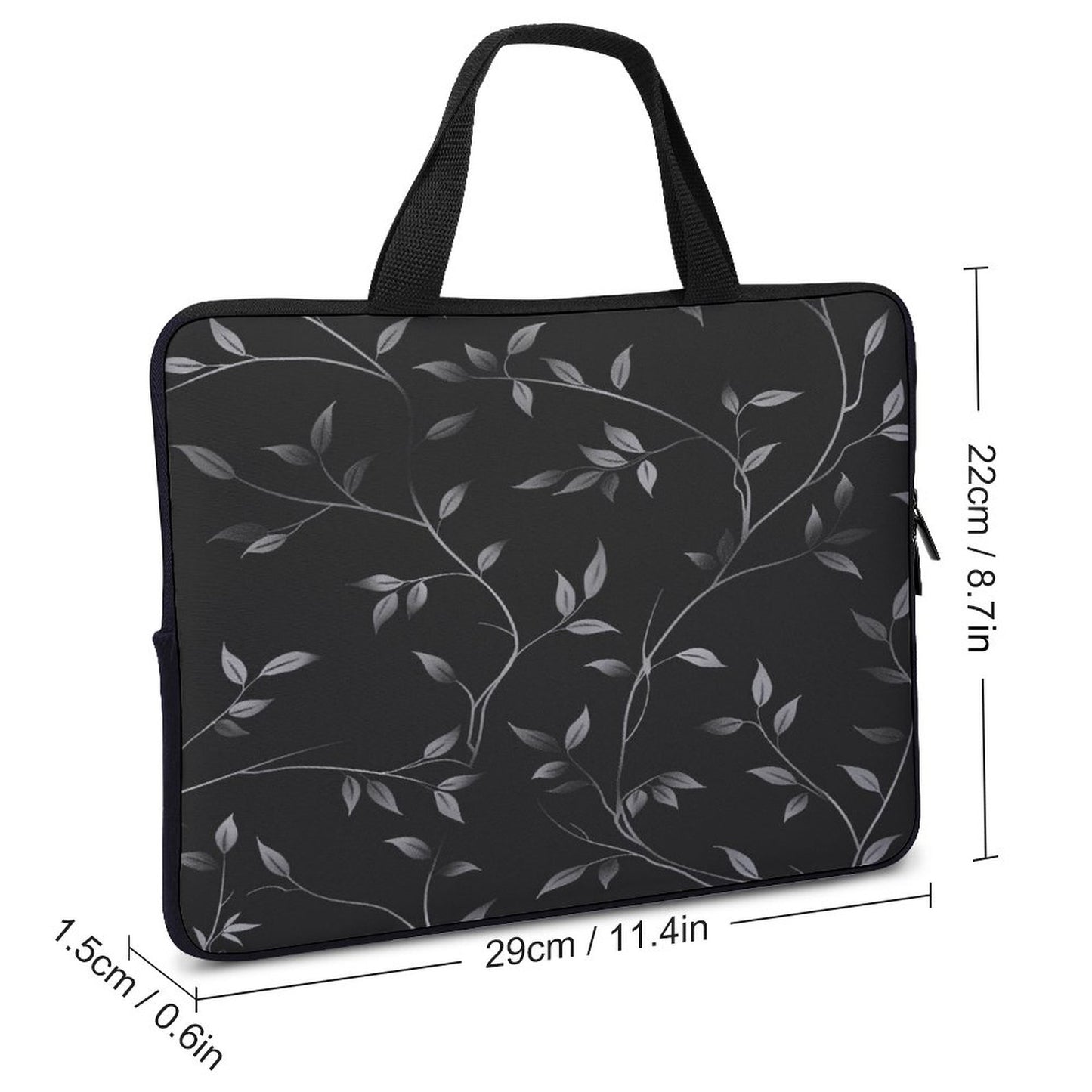 Black and Silver Vines Laptop Carrying Case