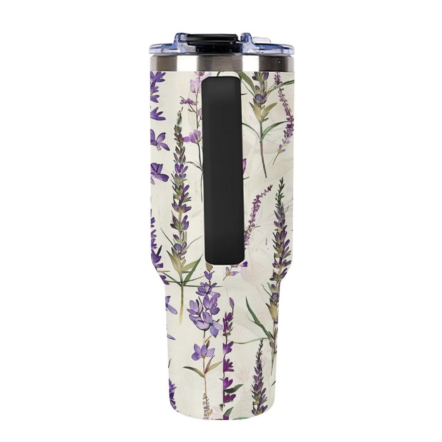 Lavender Flowers 40oz Insulated Tumbler with Handle and Straw