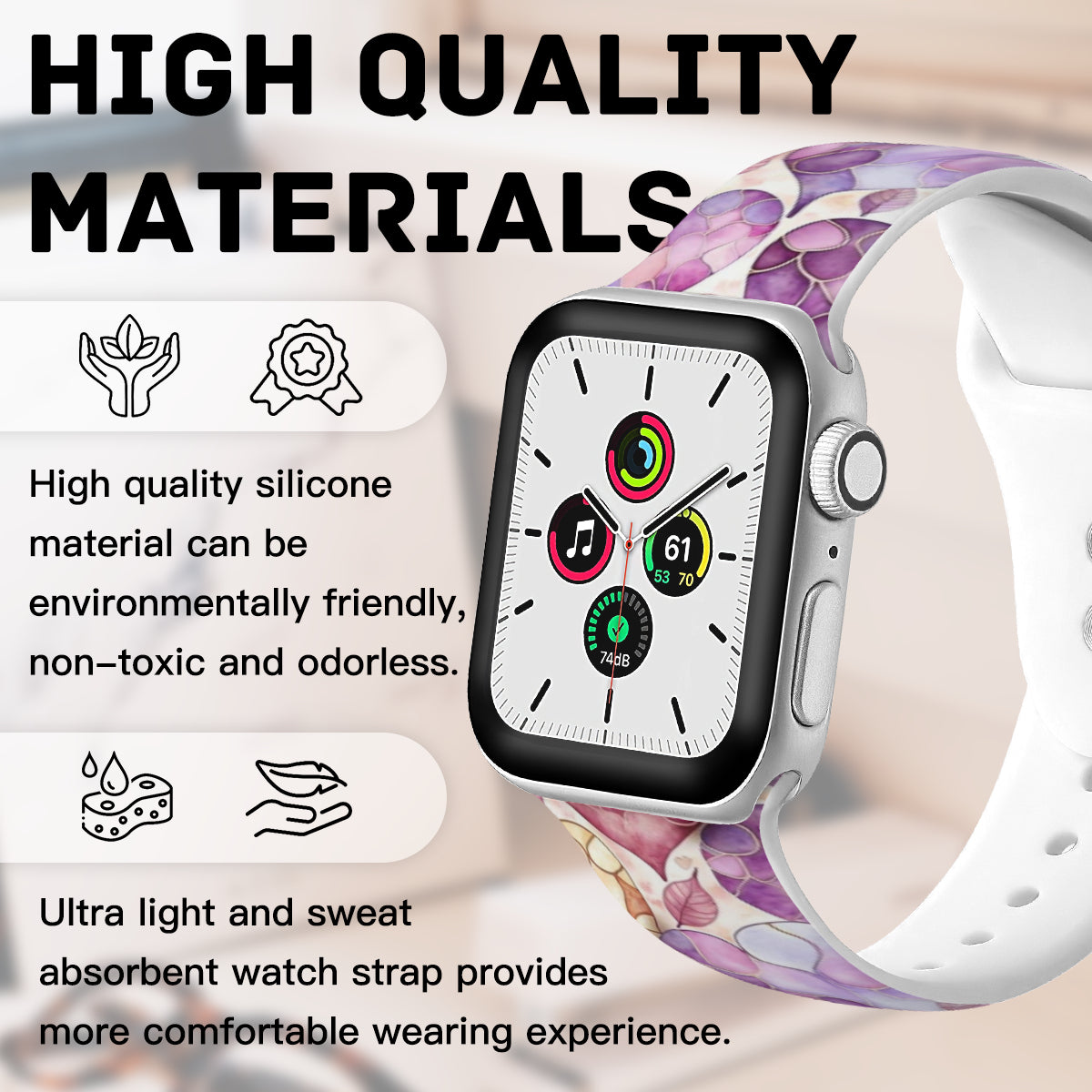 Hearts and Leaves Apple Double Buckle Strap