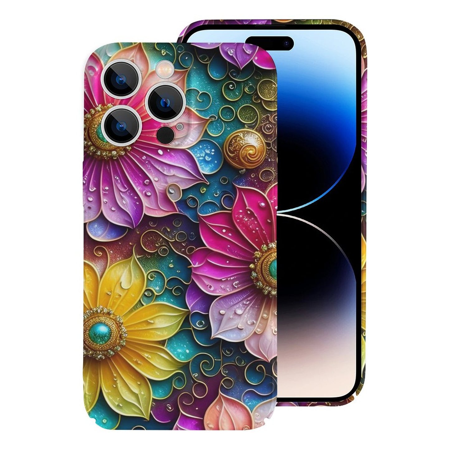 Shades of Pink and Yellow Flowers Apple Case for iPhone 14 Series
