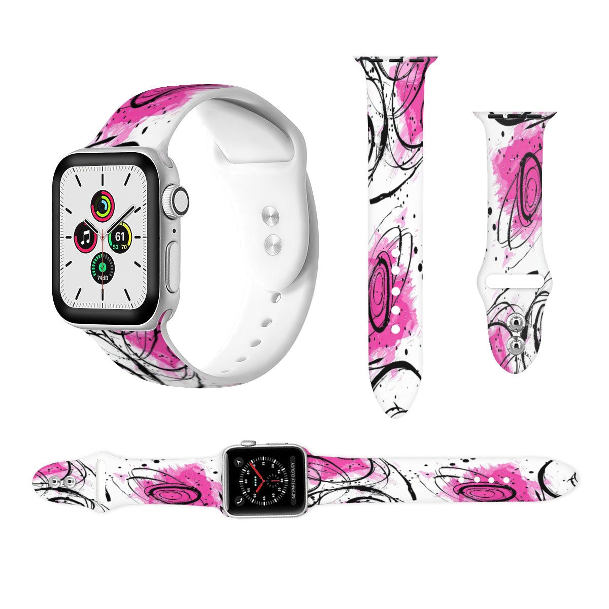Inky Petals Double Buckle Strap
