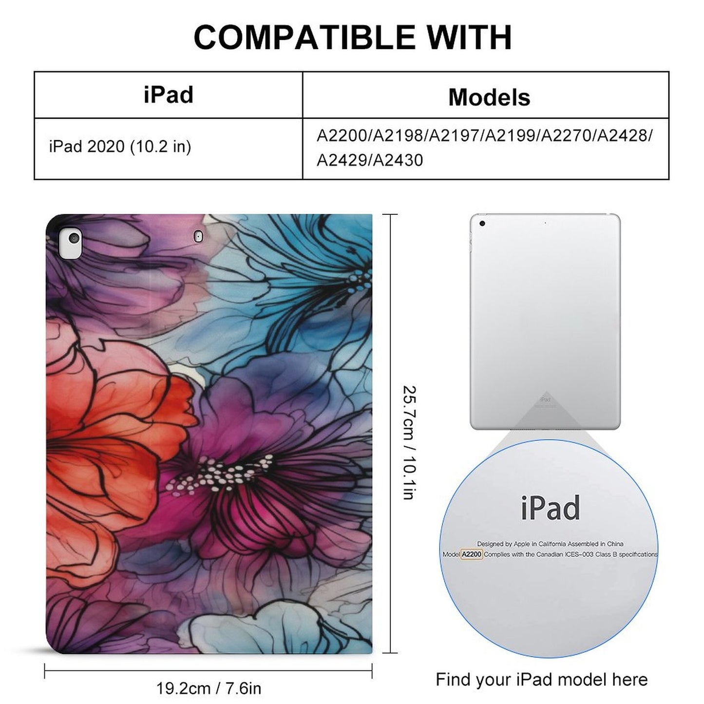 Alcohol Ink Blue Floral Book-Style
iPad Protector with Apple Pen Slot