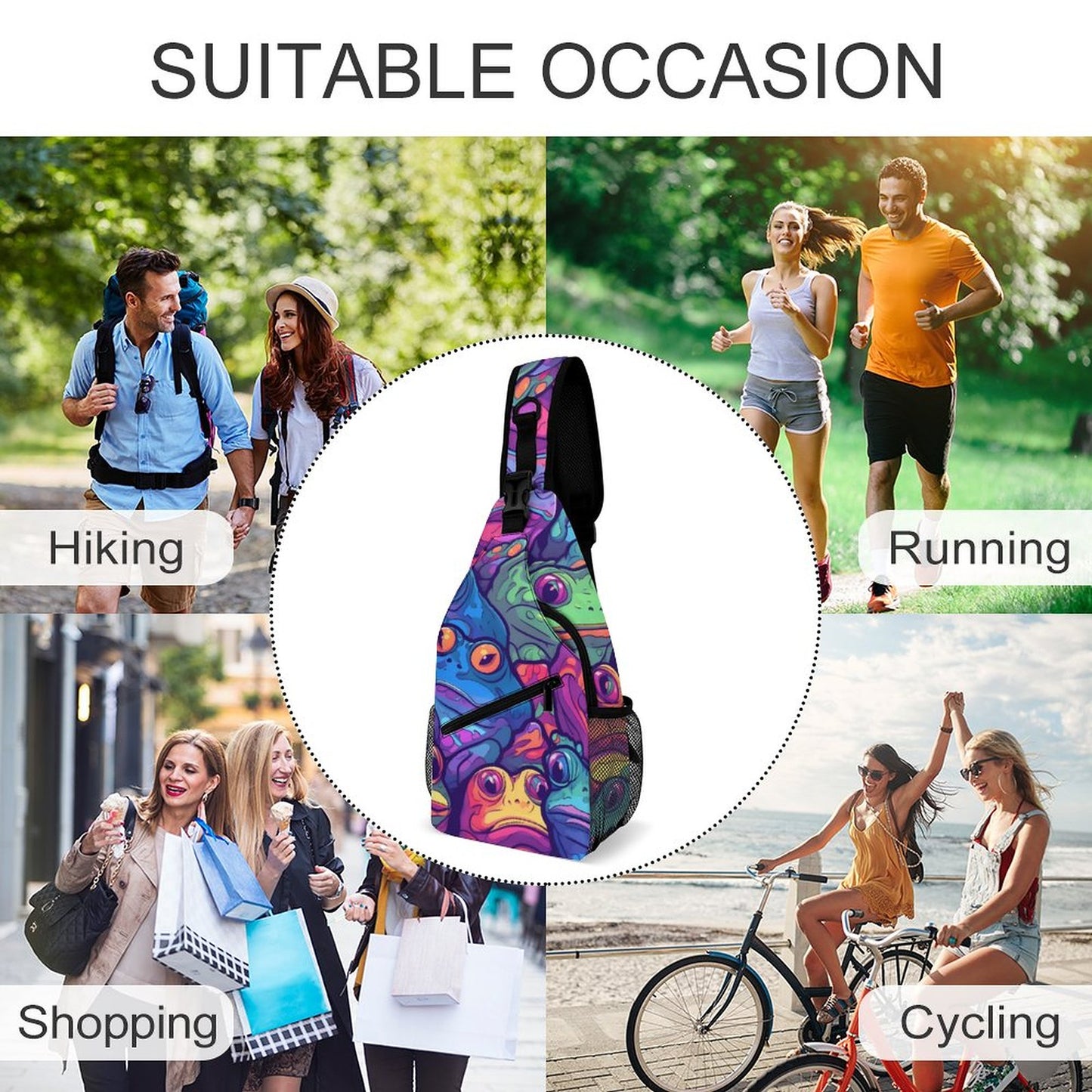 Frog Print Sling Bags