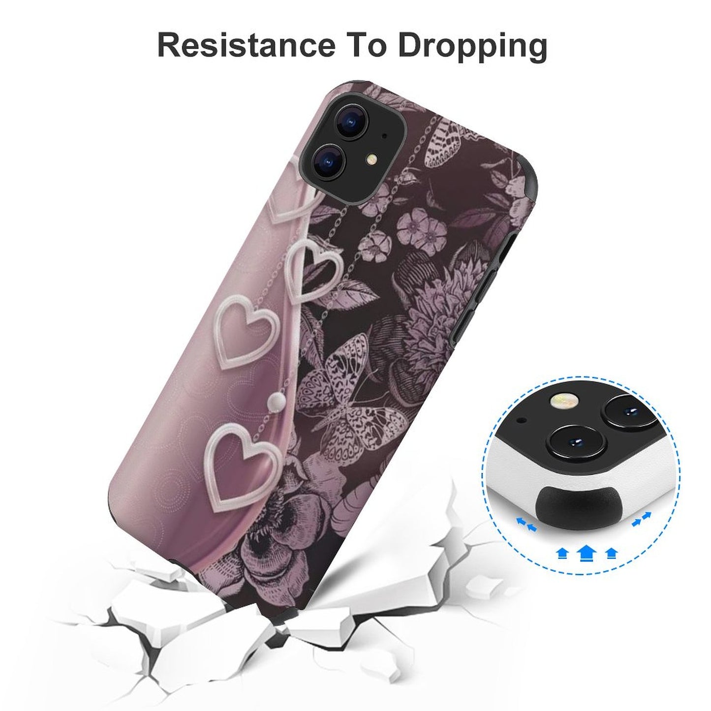 Butterfly and Hearts iPhone Case for iPhone 11 Series