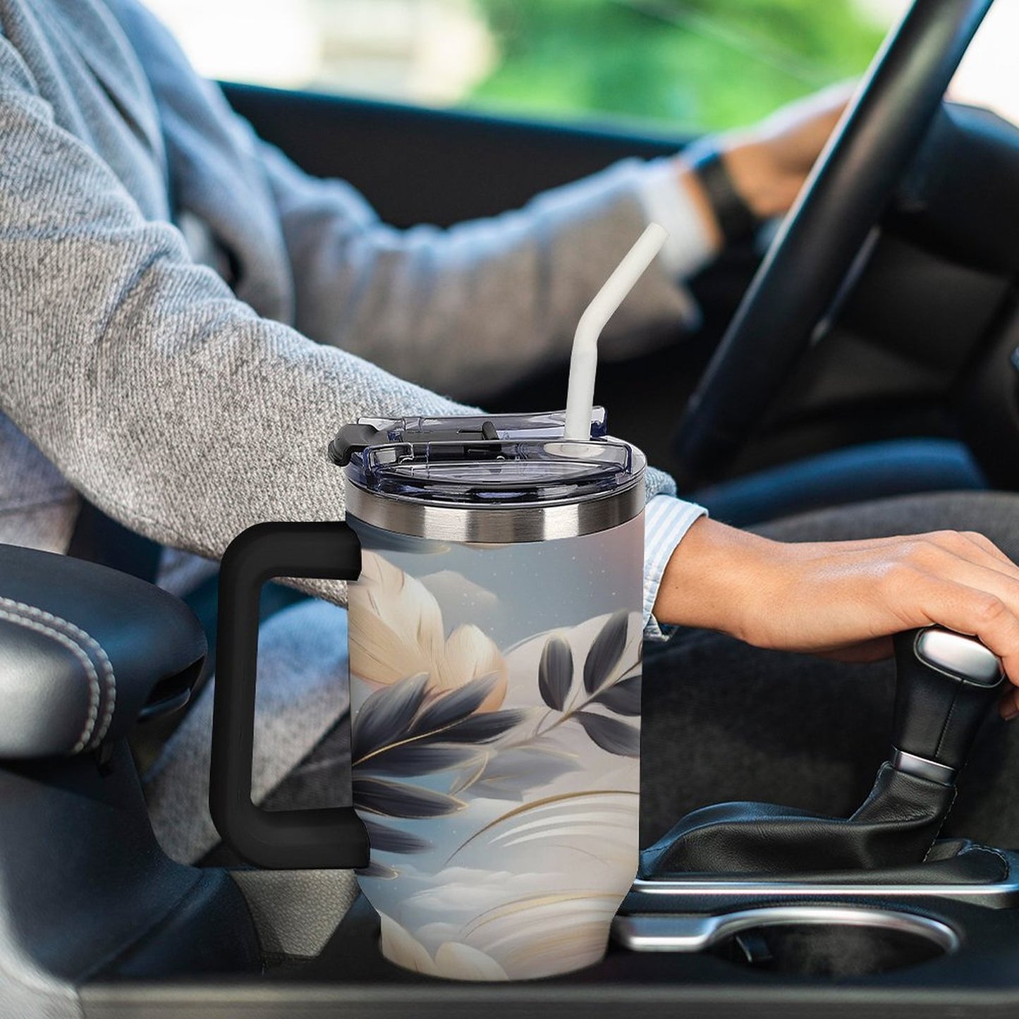 Dreamy Clouds 40oz Insulated Tumbler with Handle and Straw