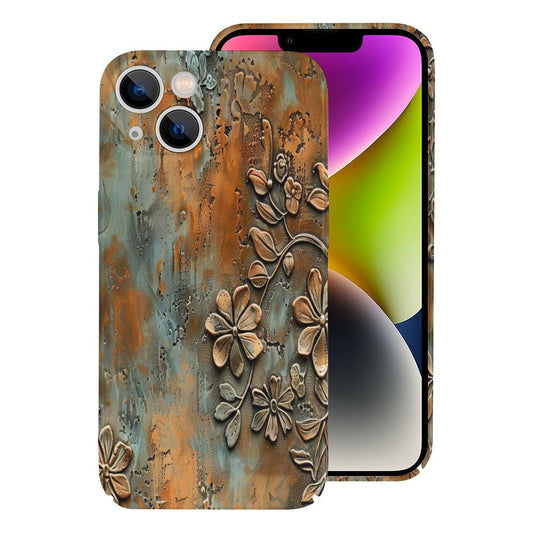 Turquoise and Rust Flowers Apple Case for iPhone 14 Series