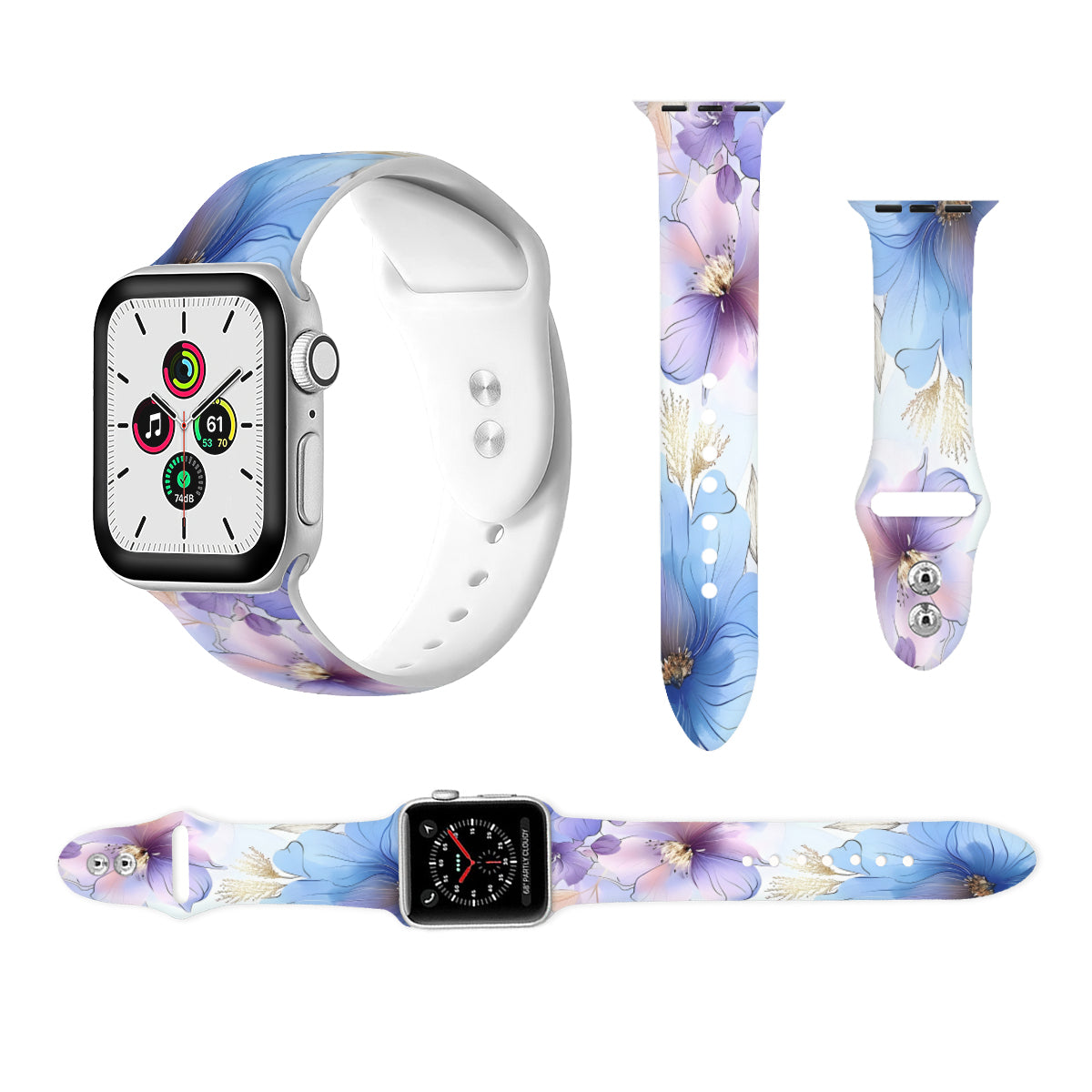 Pinks and Blues Floral Double Buckle Strap