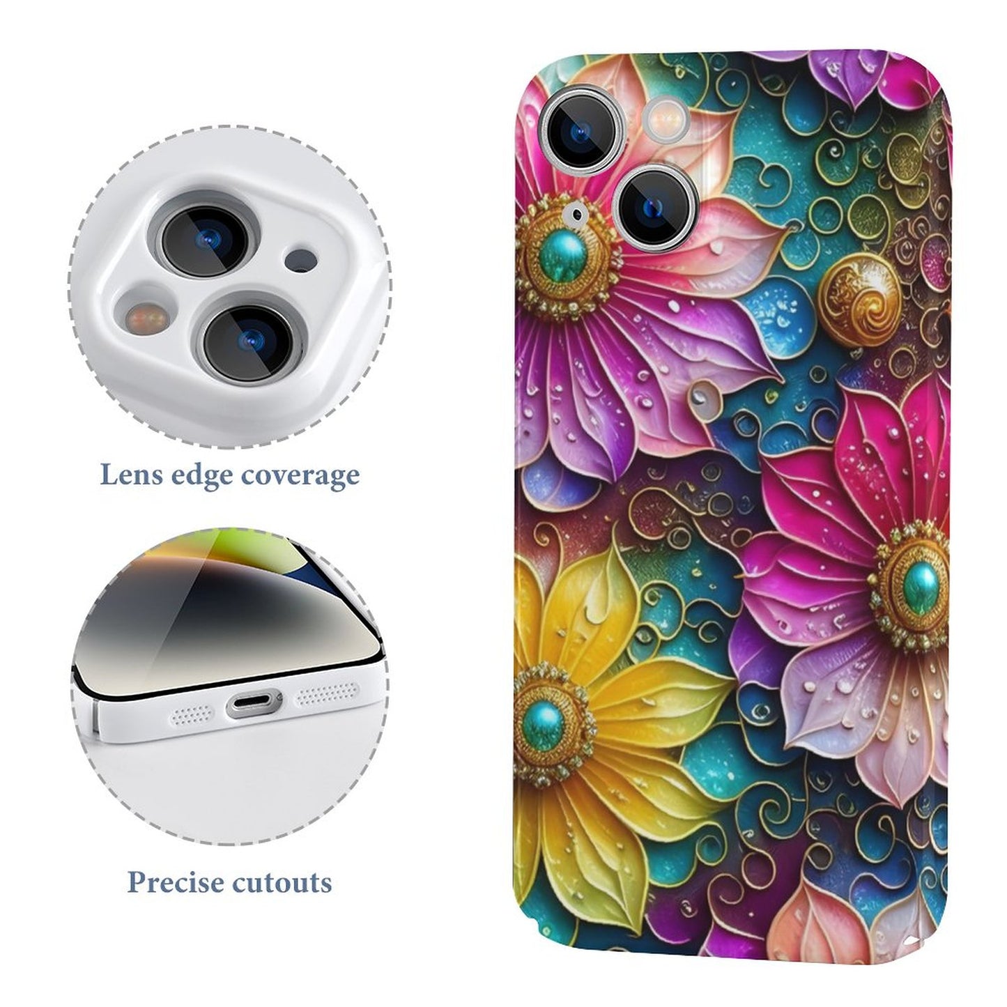 Shades of Pink and Yellow Flowers Apple Case for iPhone 14 Series