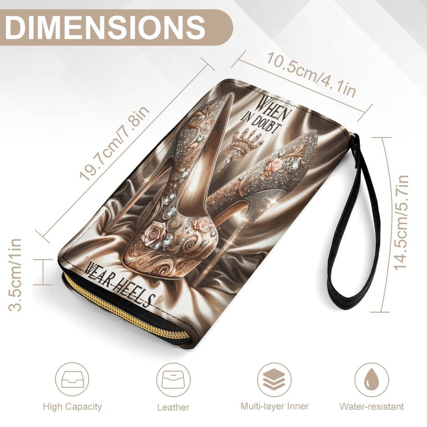 Wear Heels Leather Wallet with Wristlet Strap