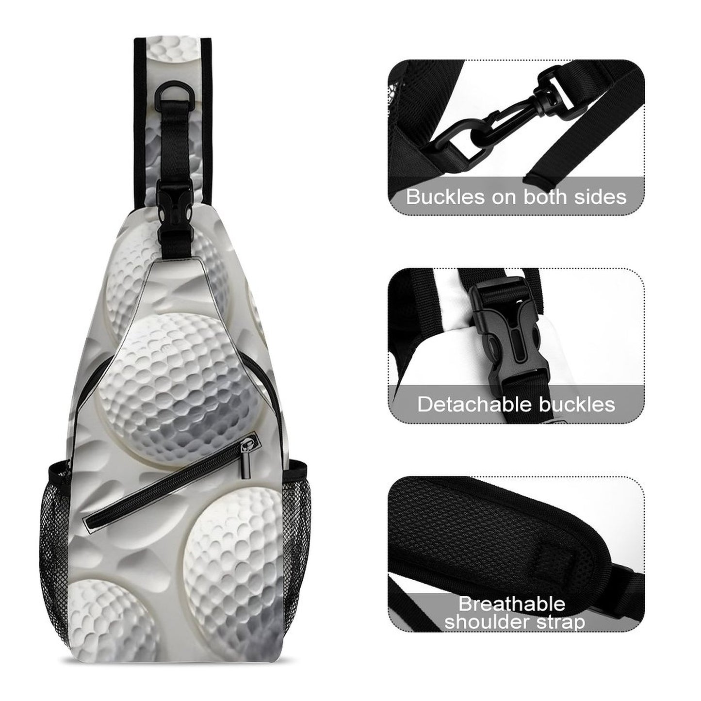 3D Golf Balls Unique Sling Bags