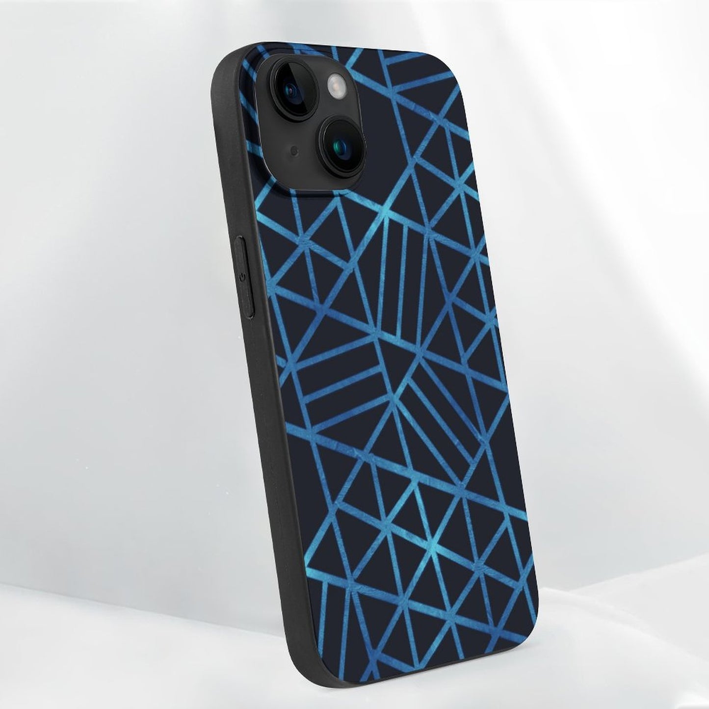 Blue and Black Geometric Apple iPhone Case for iPhone 15 Series