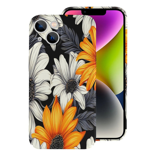 Orange and White Flowers Apple Case for iPhone 14 Series