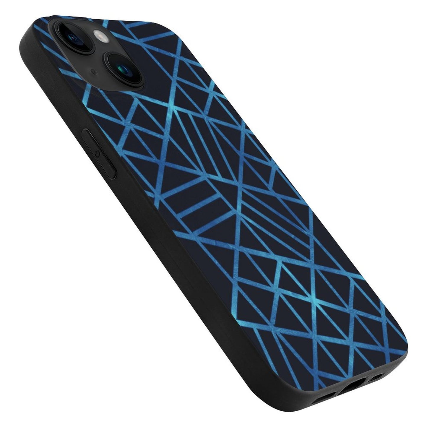 Blue and Black Geometric Apple iPhone Case for iPhone 15 Series