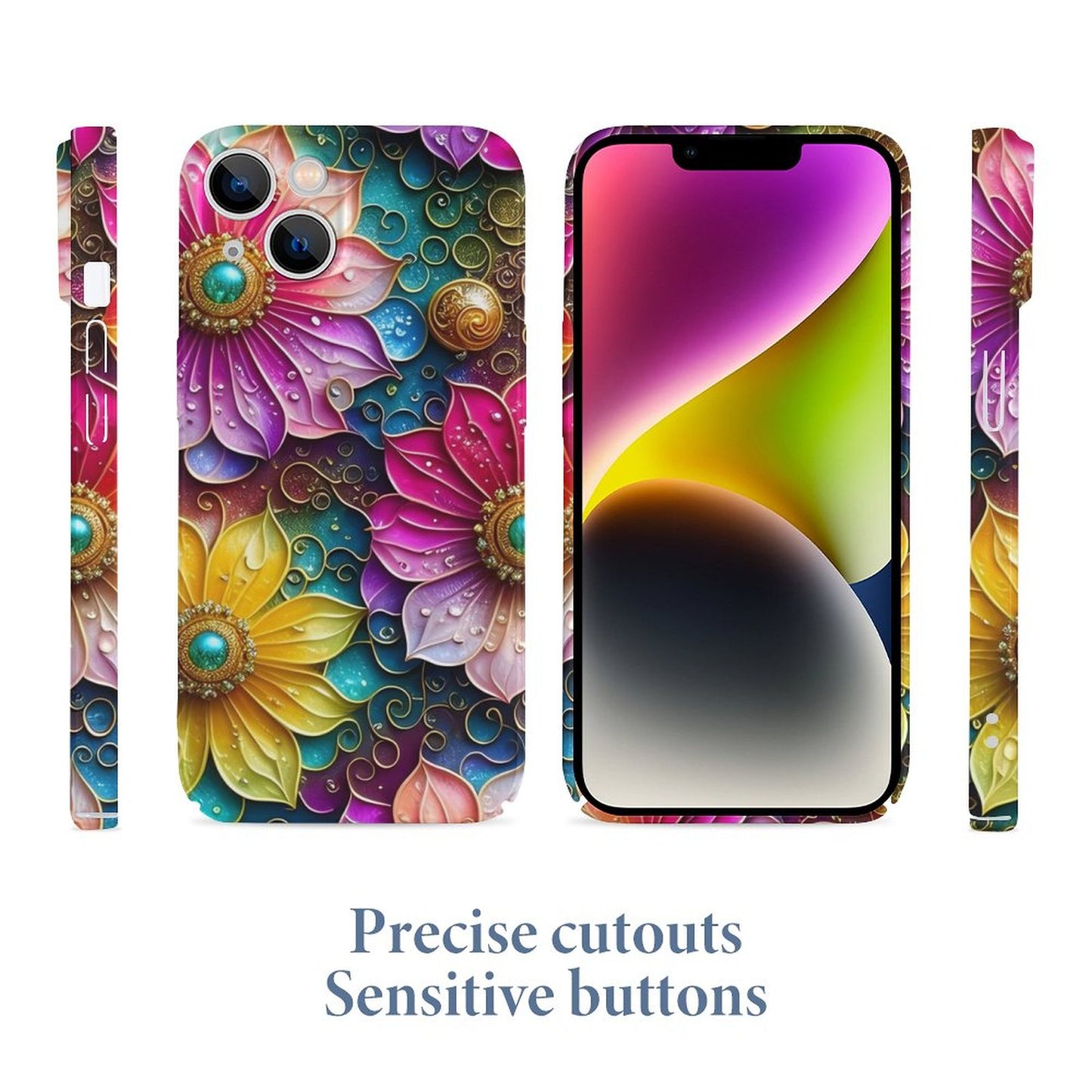 Shades of Pink and Yellow Flowers Apple Case for iPhone 14 Series
