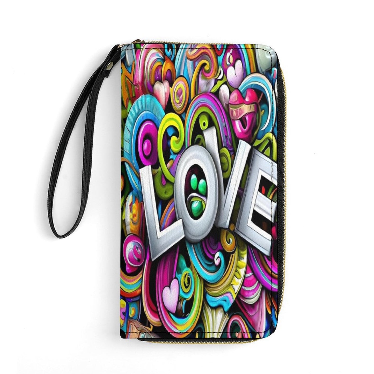 Love Leather Wallet with Wristlet Strap