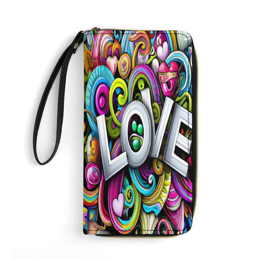 Love Leather Wallet with Wristlet Strap