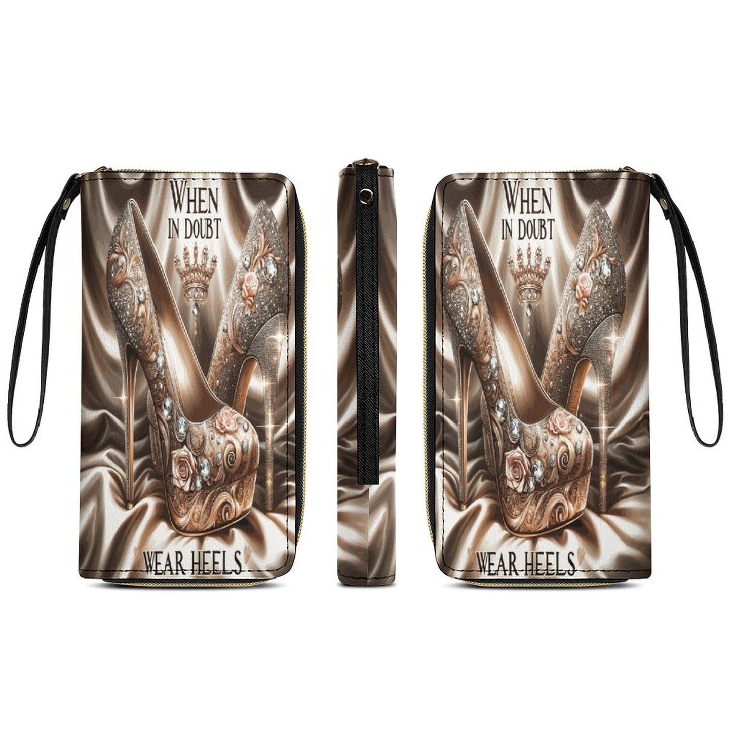 Wear Heels Leather Wallet with Wristlet Strap
