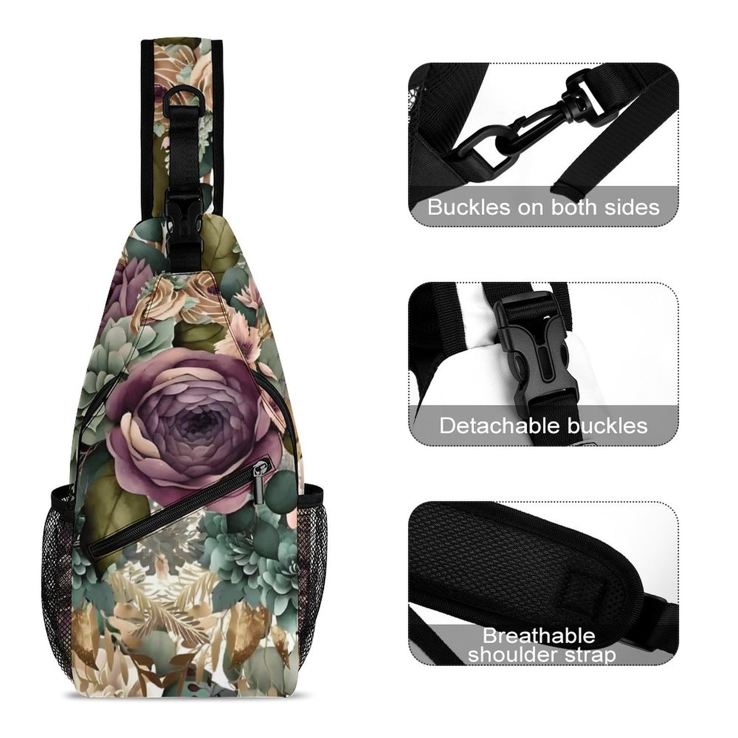 Succulent Flower Unique Sling Bags