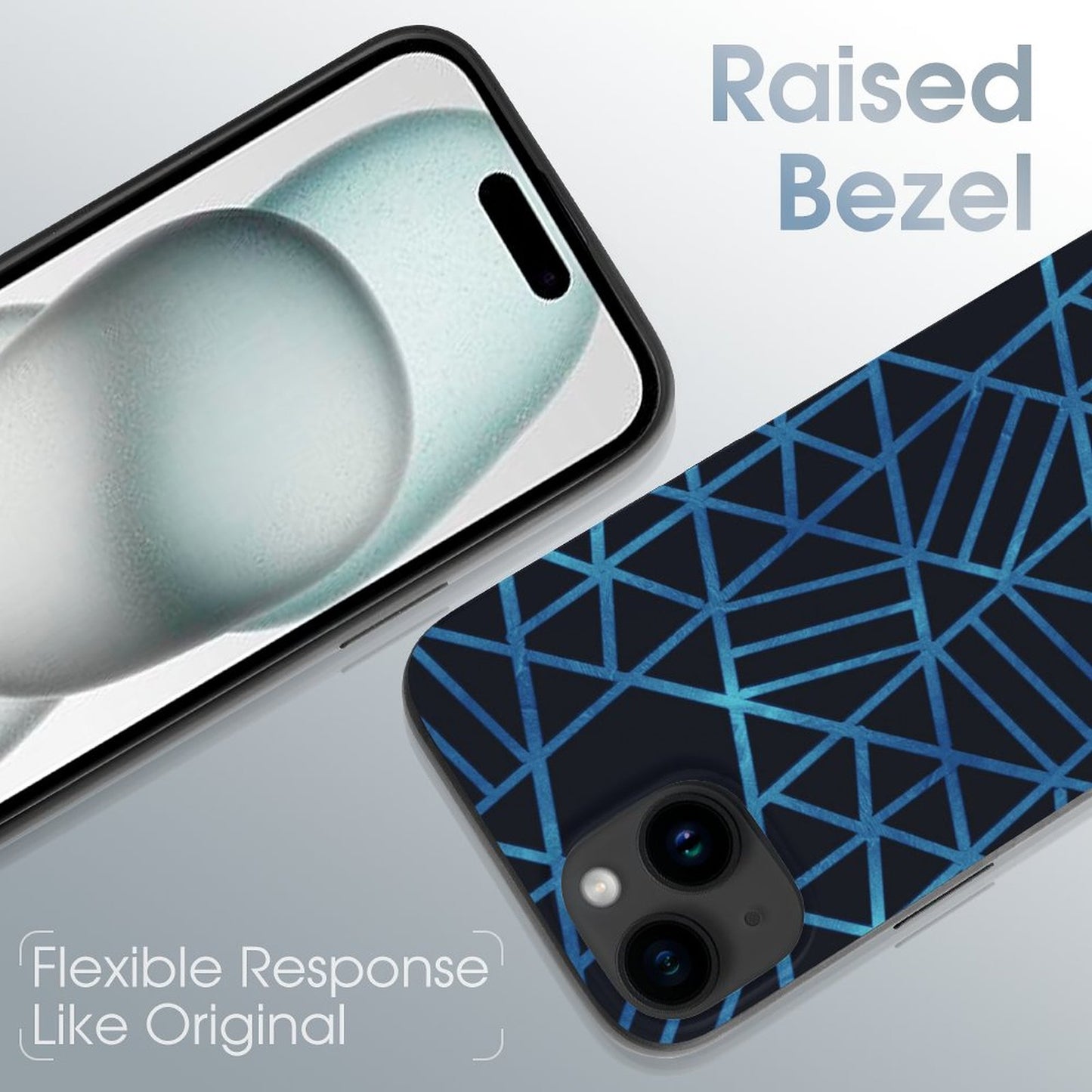 Blue and Black Geometric Apple iPhone Case for iPhone 15 Series