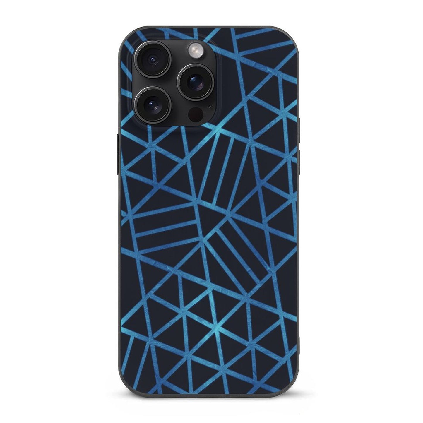 Blue and Black Geometric Apple iPhone Case for iPhone 15 Series