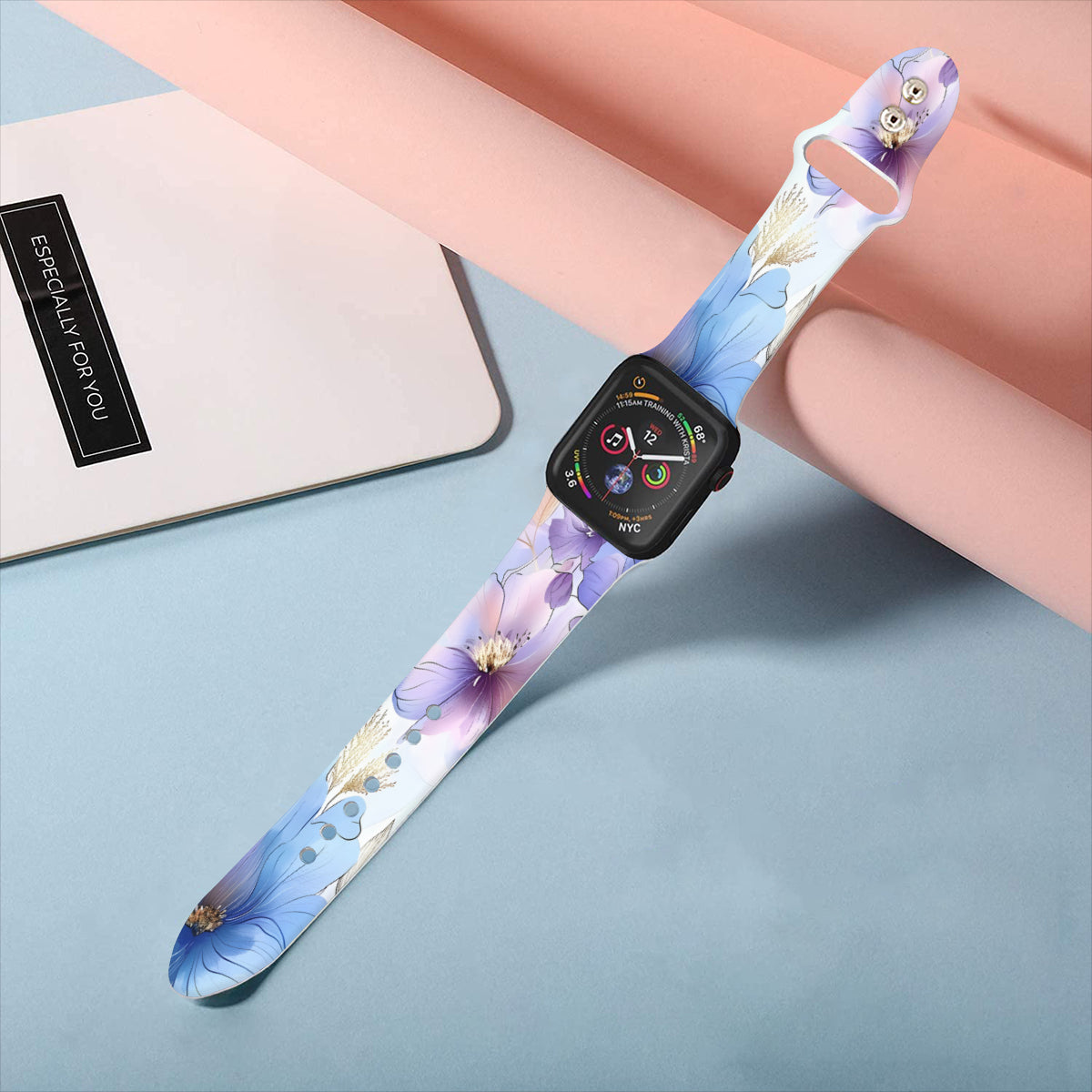 Pinks and Blues Floral Double Buckle Strap