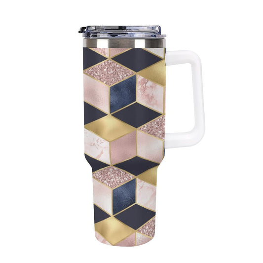 Delicate Blush 40oz Insulated Tumbler with Handle and Straw