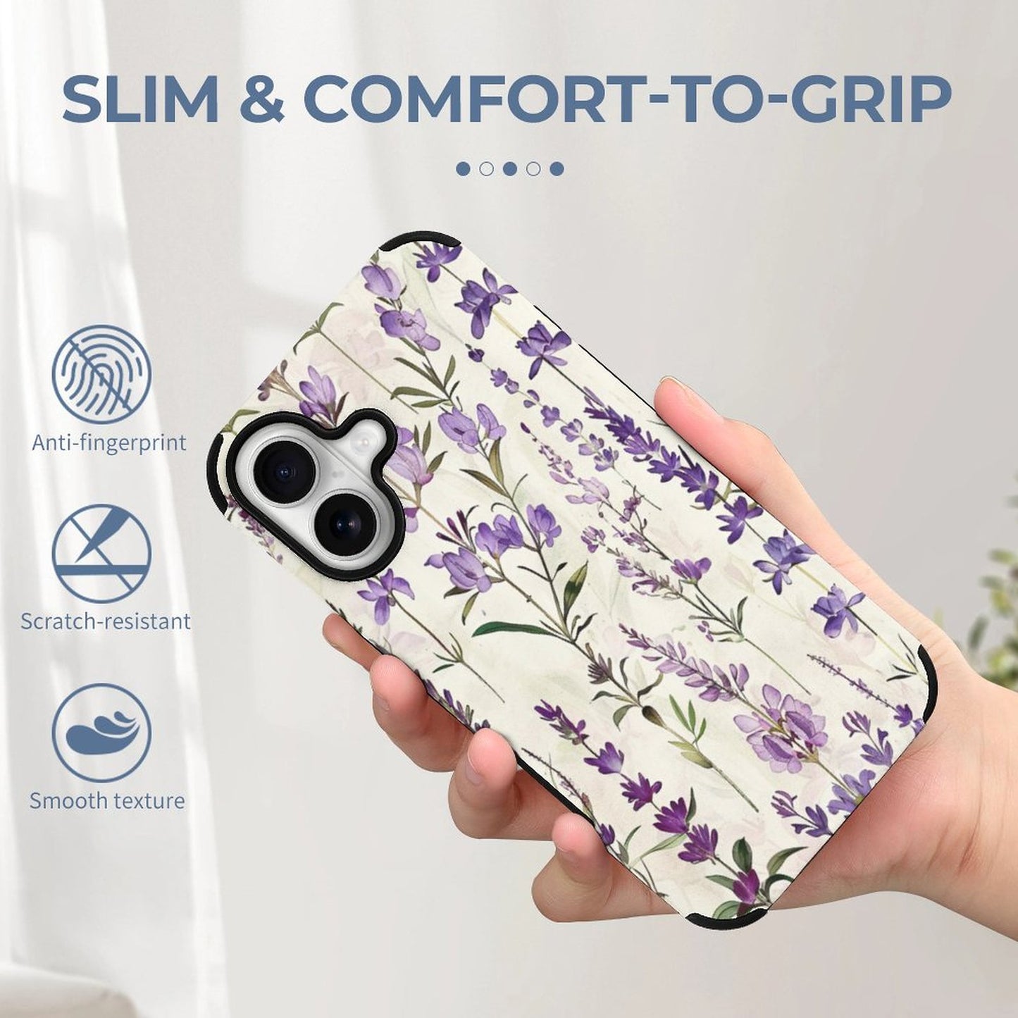 Lavender Flowers Microfiber iPhone Case for iPhone 16 Series