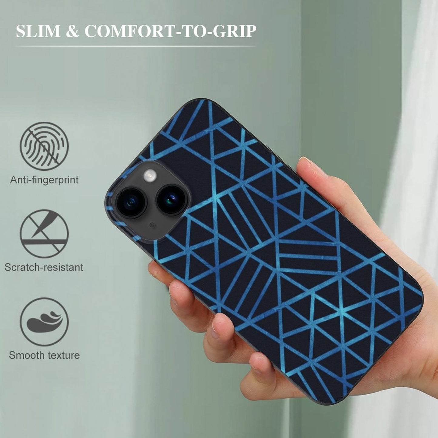 Blue and Black Geometric Apple iPhone Case for iPhone 15 Series