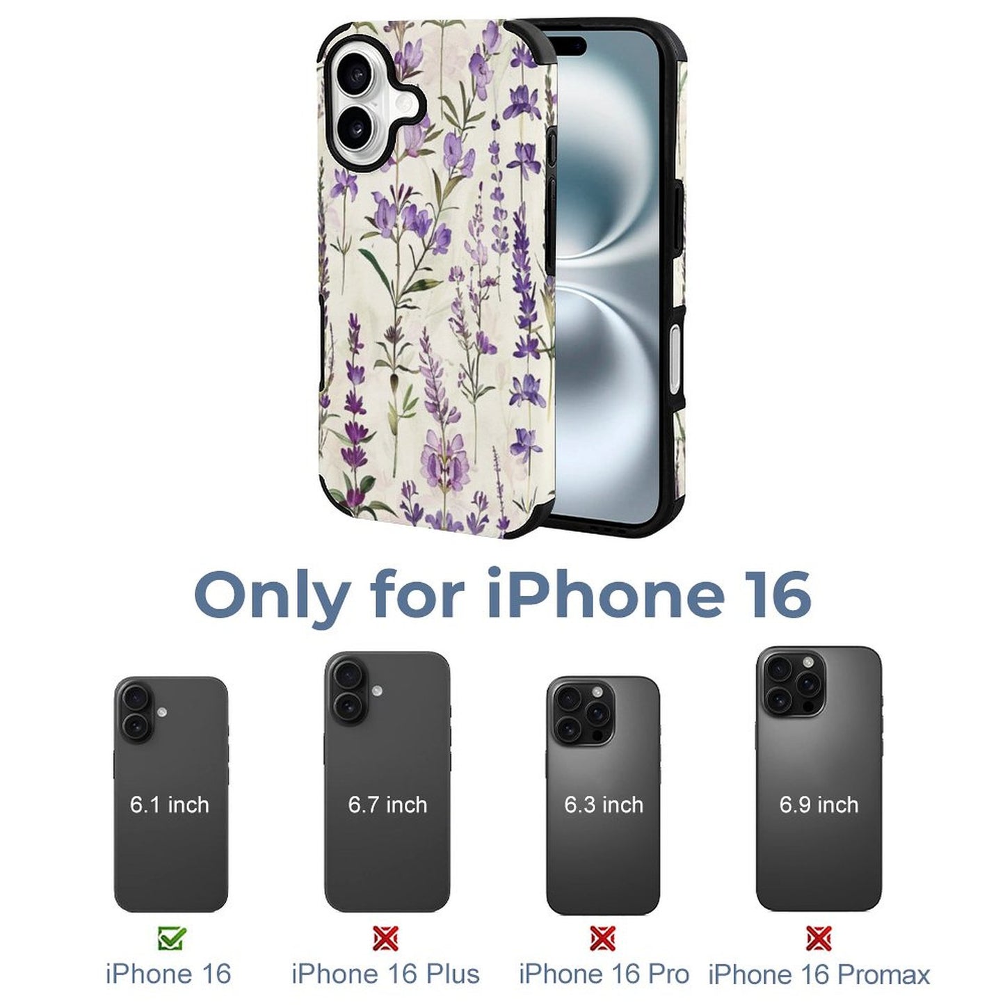 Lavender Flowers Microfiber iPhone Case for iPhone 16 Series